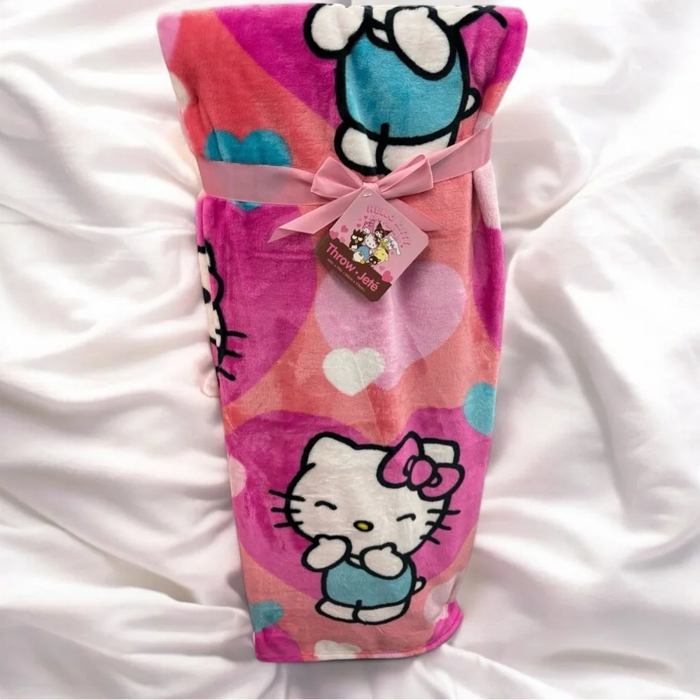 Hello Kitty Valentines Hearts Plush Throw Blanket ❤️